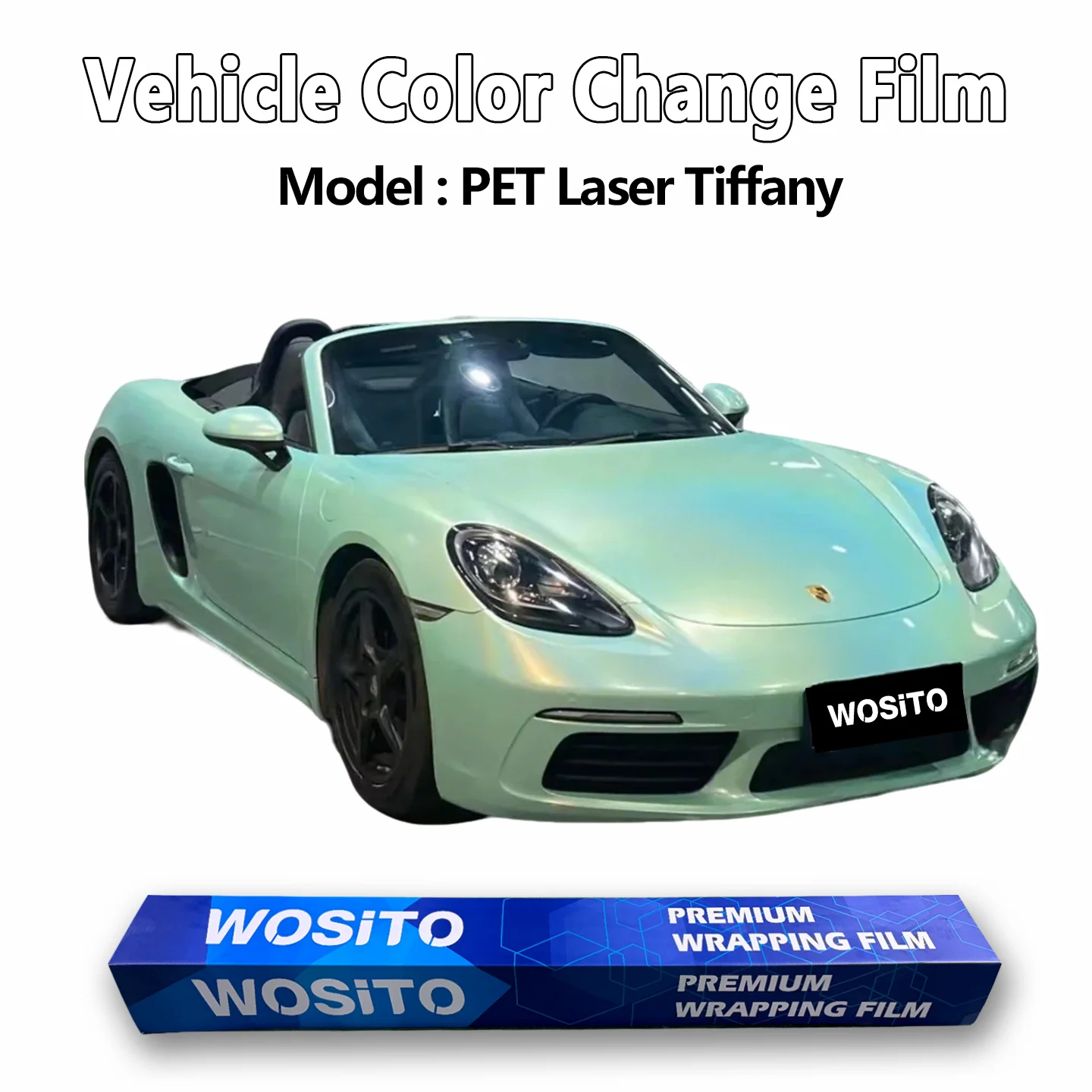 PET Laser Aqua Blue Iridescent Car Wrap Vinyl Film Gloss Color Shift Automotive Styling Full Body Factory Direct Supply
