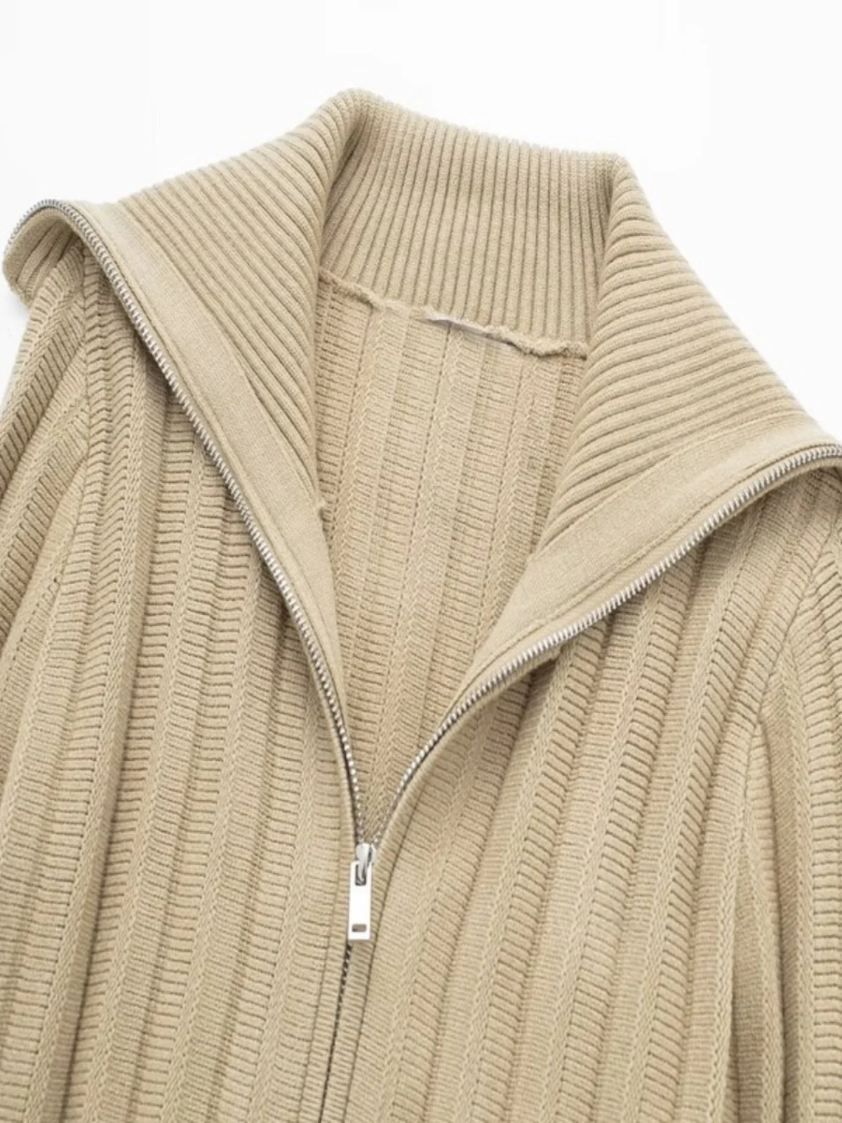 Damski długi kardigan na wiosnę 2024, zapinany na zamek, dzianinowy, otwarty sweter lub odzież wierzchnia, wygodny, oddychający, idealny do dojazdów do pracy.