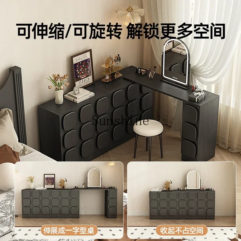 Rotating dining side bar integrated table retractable partition living room black locker