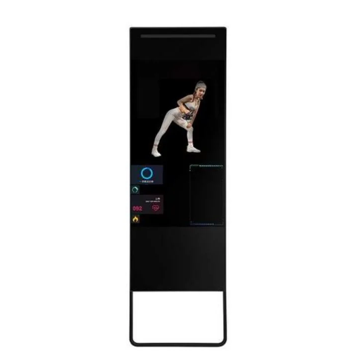 32 Inch Floor Standing Smart Fitness Mirror PCAP Touch Mirror Display Interactive Digital Signage Kiosk For Gym/Retail