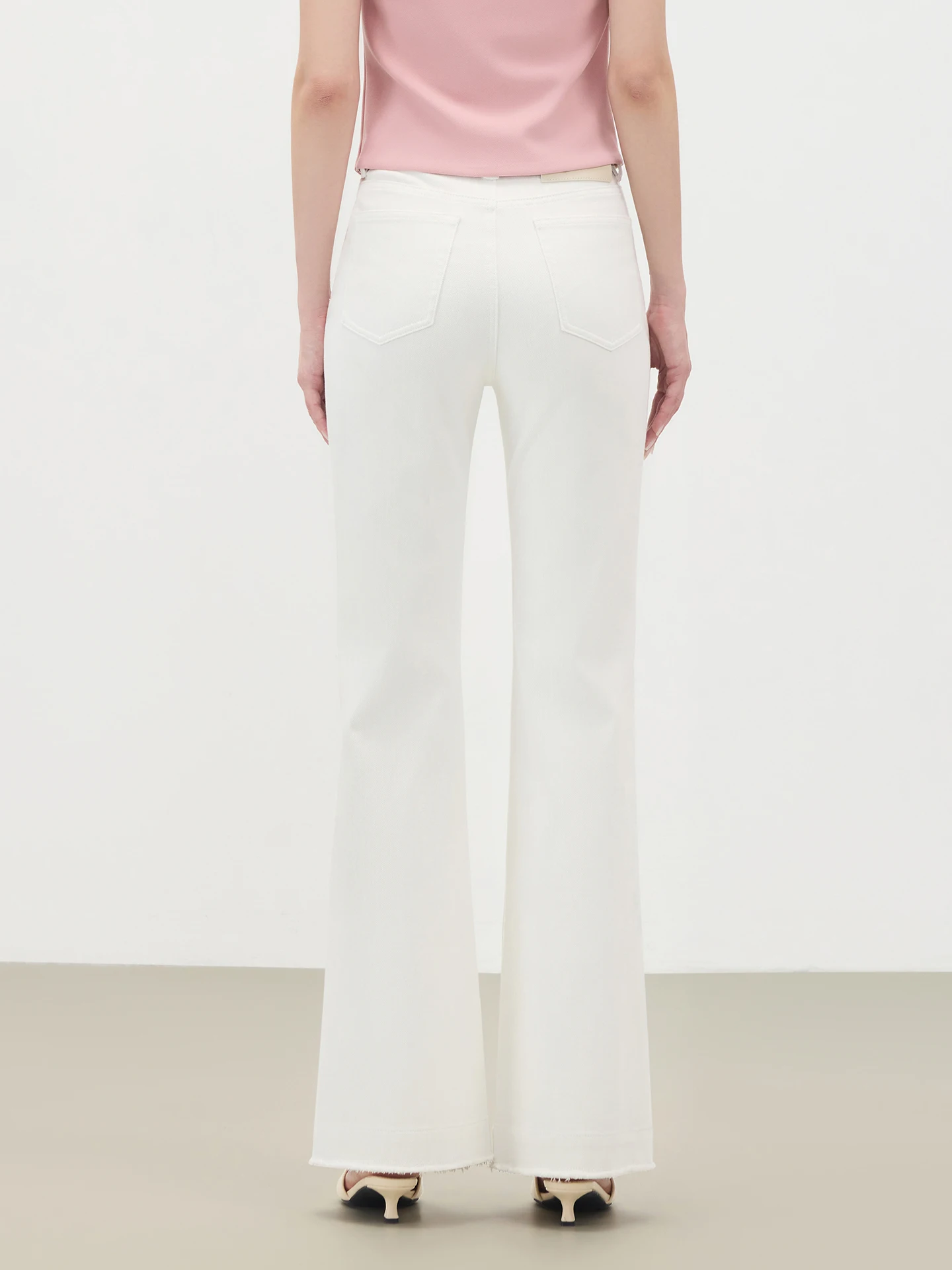 بنطلون جينز نسائي أبيض بخصر مرتفع وساق مستقيمة من TTH WAWA، بنطلون واسع من الأسفل بطول كامل، تصميم فاخر من مزيج القطن