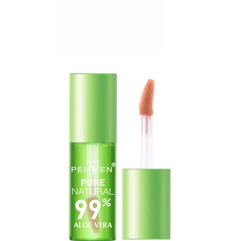 1 pçs hidratante natural aloe essência brilho labial cor mutável óleo portátil claro transparente óleo labial matizado para cuidados com os lábios