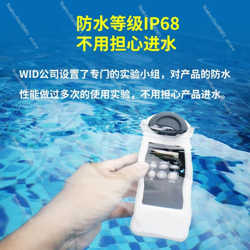 Swimming pool water quality tester pH value, cyanuric acid test