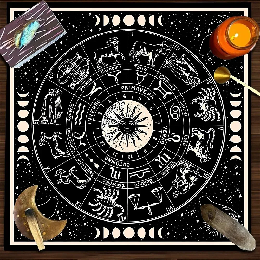 VIKAMA Blue Purple Butterfly Star Flower Tarot Tablecloth Mystical Occult Altar Cloth Divination Mat Foldable Home Decor