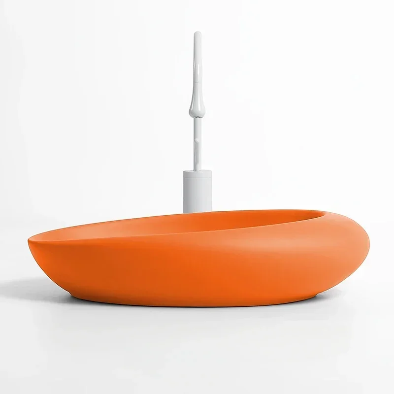 

Hot Sales Orange Table Basin Household Individual Porcelain Wash Basin Bathroom Balcony Art Washbasin Basin Cheap And Fine