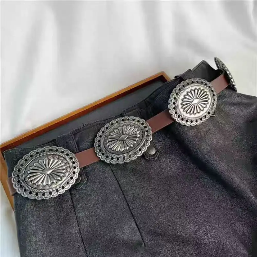 Personality Y2K Metal Carved Belts Wide Vintage Bohemian Style Belts Exaggerated Ethnic Style Ethnic Style Waistband Women