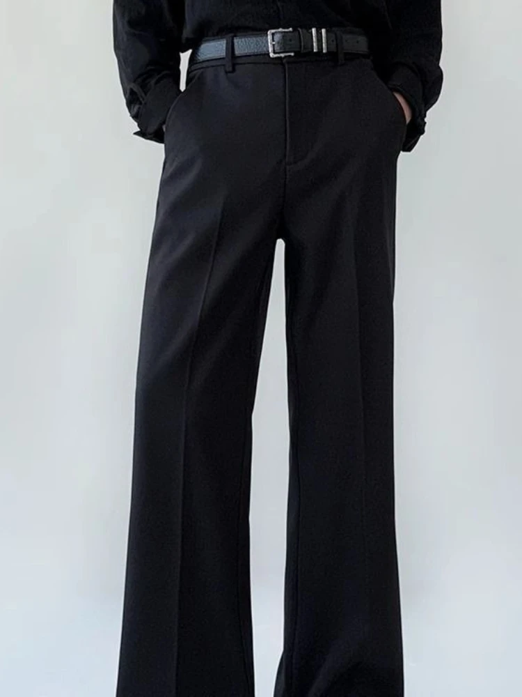 Men's White Loose Thickened Fleece Lined Trousers Japanese Style Business Casual Fall 2026 Draped Formal Pants