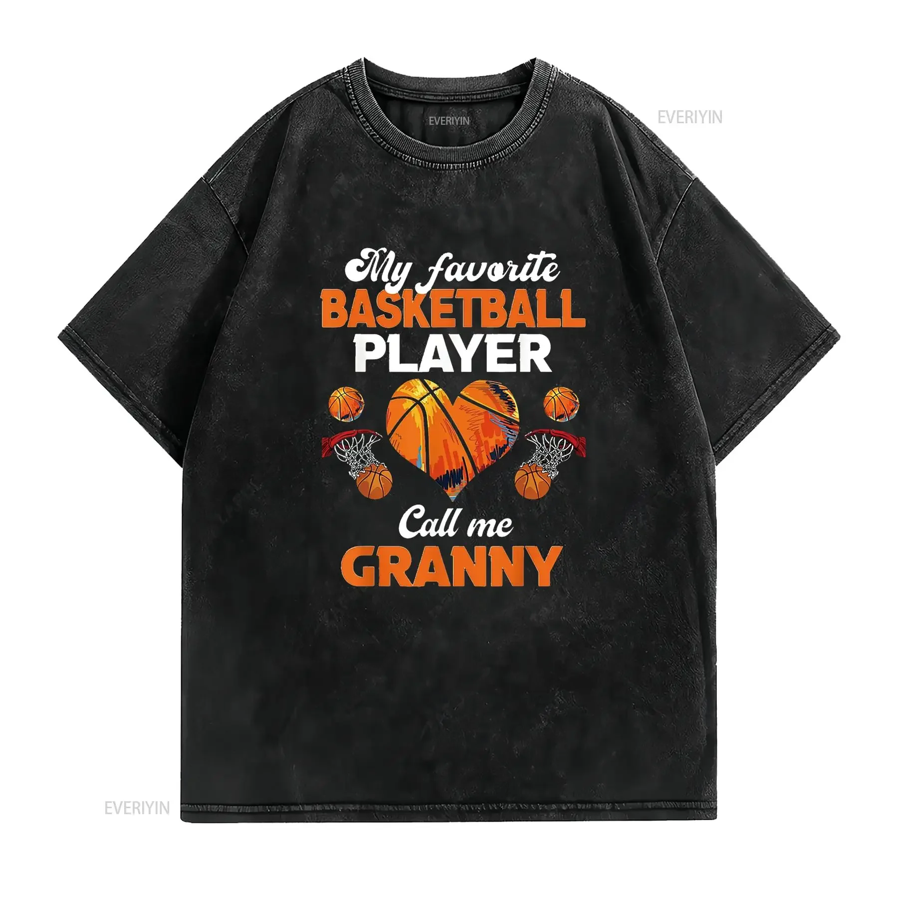 Womens My Favorite Basketball Player Calls Me Granny T Shirt Black 2XL vintage Washed Slightly Versatile Casual