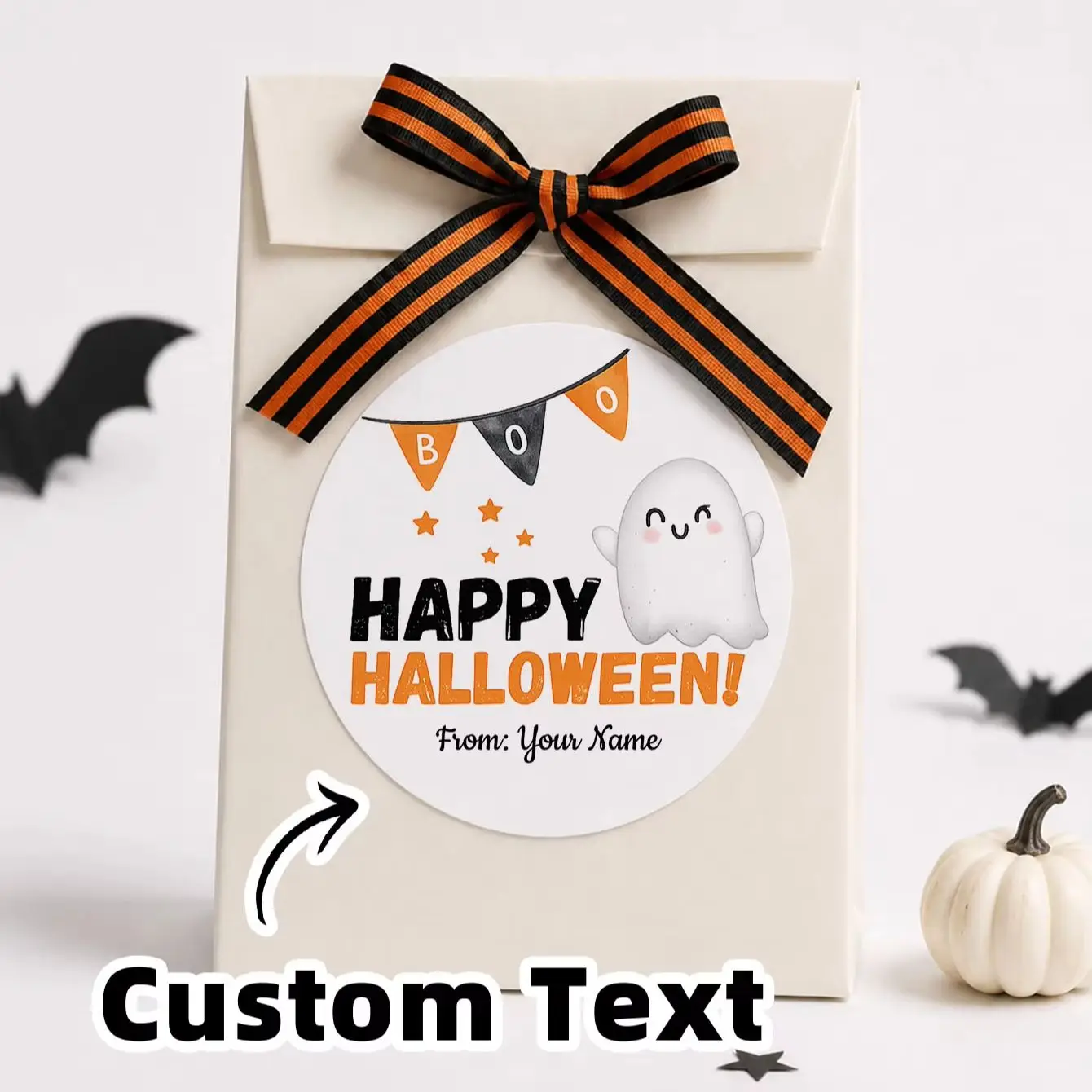 1/60/120Pcs Round Custom Stickers, Personalized Text Labels for Halloween Favor Pouches, Card Accents & Celebration Decor