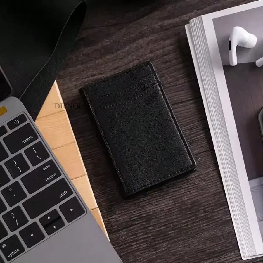 Automatic Pop Up Rfid Wallet PU Leather Credit Card Holder Black Slim Bank Credit Cardholder Metal Case Bifold Wallets for Men