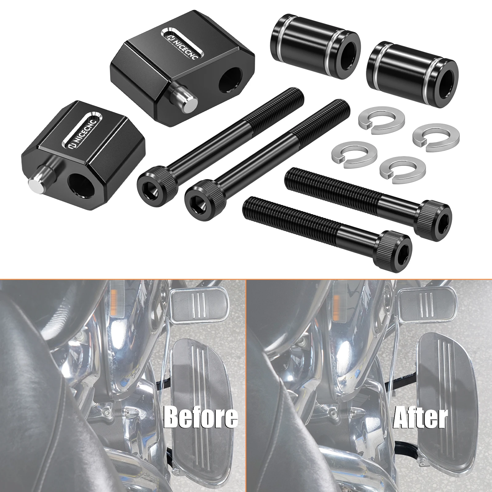 Driver Floorboard Extender Kit for Harley Road King Special 17-24 Road King 09-22 Street Glide 09-24 Street Glide Special 14-23