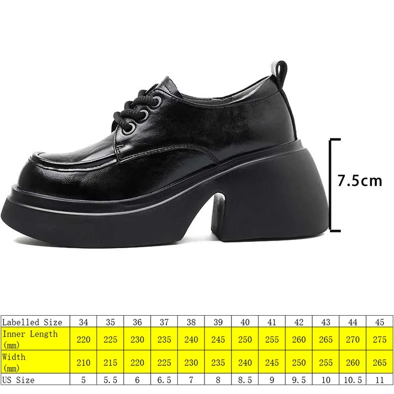 Koznoy 7.5cm Genuine Leather Heels Women Spring Platform Wedge Luxury Mary Jane Pils Mules Boots Retro Summer Autumn Pumps Shoes