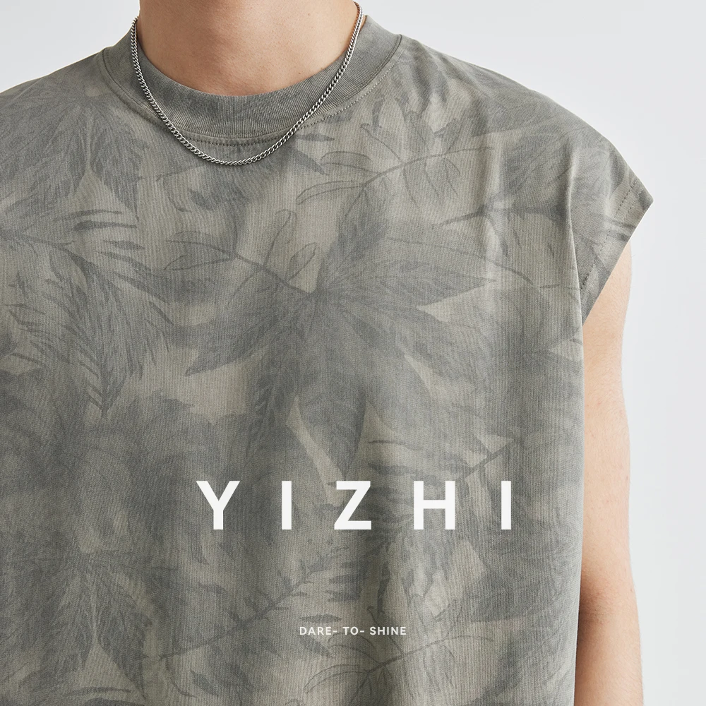 Fashion Men's Retro Camouflage Printed Vest 100% Cotton 2025 Summer New Loose American Sleeveless Short Sleeve T-Shirt Men Vest