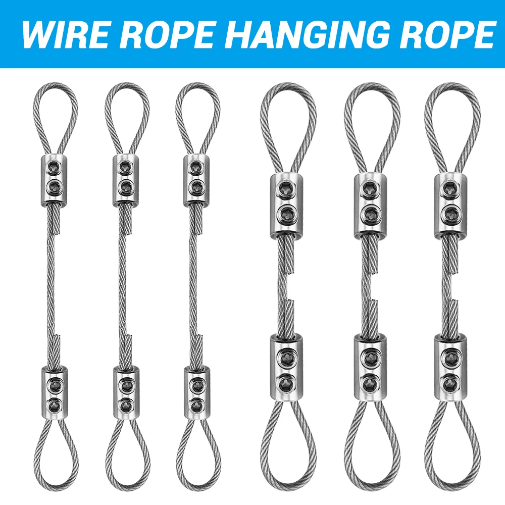 2-4PCS 2mm/3mm 304 Stainless Steel Wire Rope Fixing Kit with PVC Coating for Hanging Picture Frames Lighting Fixtures Potted
