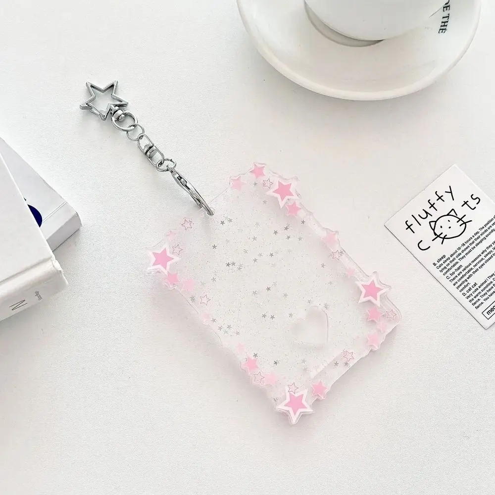 New 3 inch Photocard Holder Sparkling Stars Acrylic Keychains Gift Mini Bag Pendant