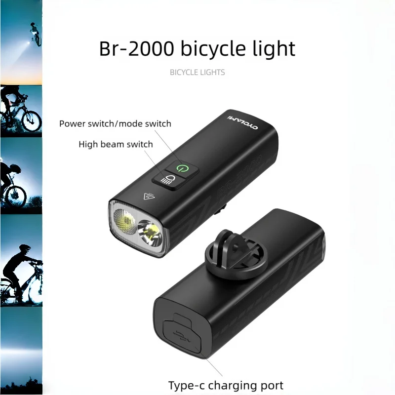 Bike Front Light IPX6 Type-C Rechargeable Aluminum Bicycle Hanging Light 1000LM Headlight LED Flashlight
