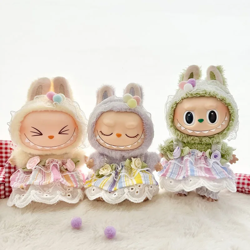 

Подходит для куклы Labubu 15-17 см, мини-юбка на подтяжках радужного цвета, одежда, аксессуары для игрушек, вечерние украшения для сидения, дети