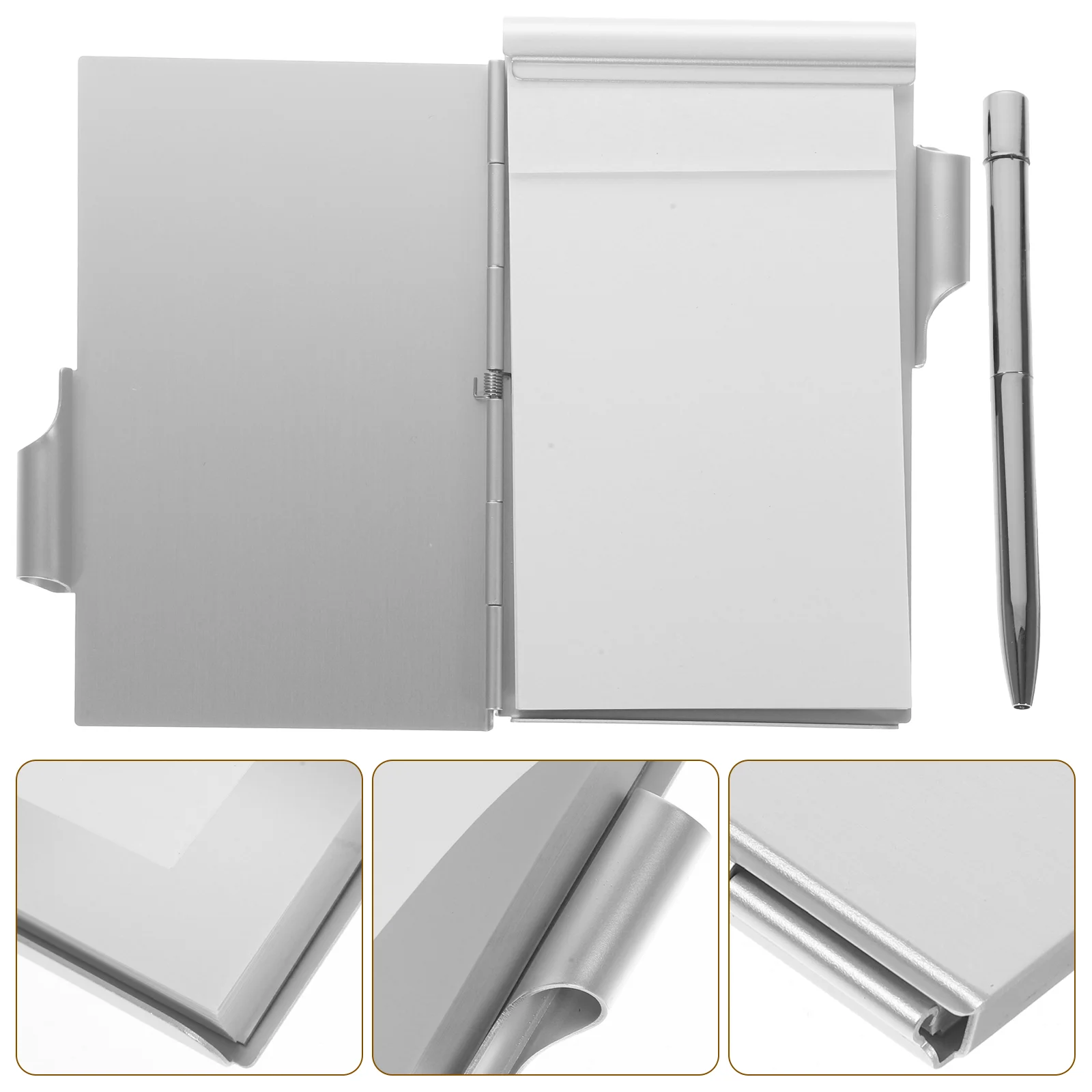 Metal Pequeno Pocket Notepad, Mini Notebook, Note Case com Caneta, Paper Do List, Memo Tabs