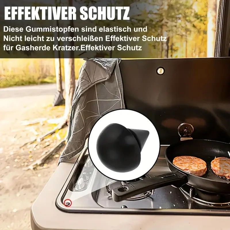 10 قطع من مصدات المطاطية السوداء لتخييم القافلة - فواصل مقاومة للحرارة مقاس 4.5 مم، ورافعات غطاء غير قابلة للانزلاق لمنع الخدوش والانسكاب