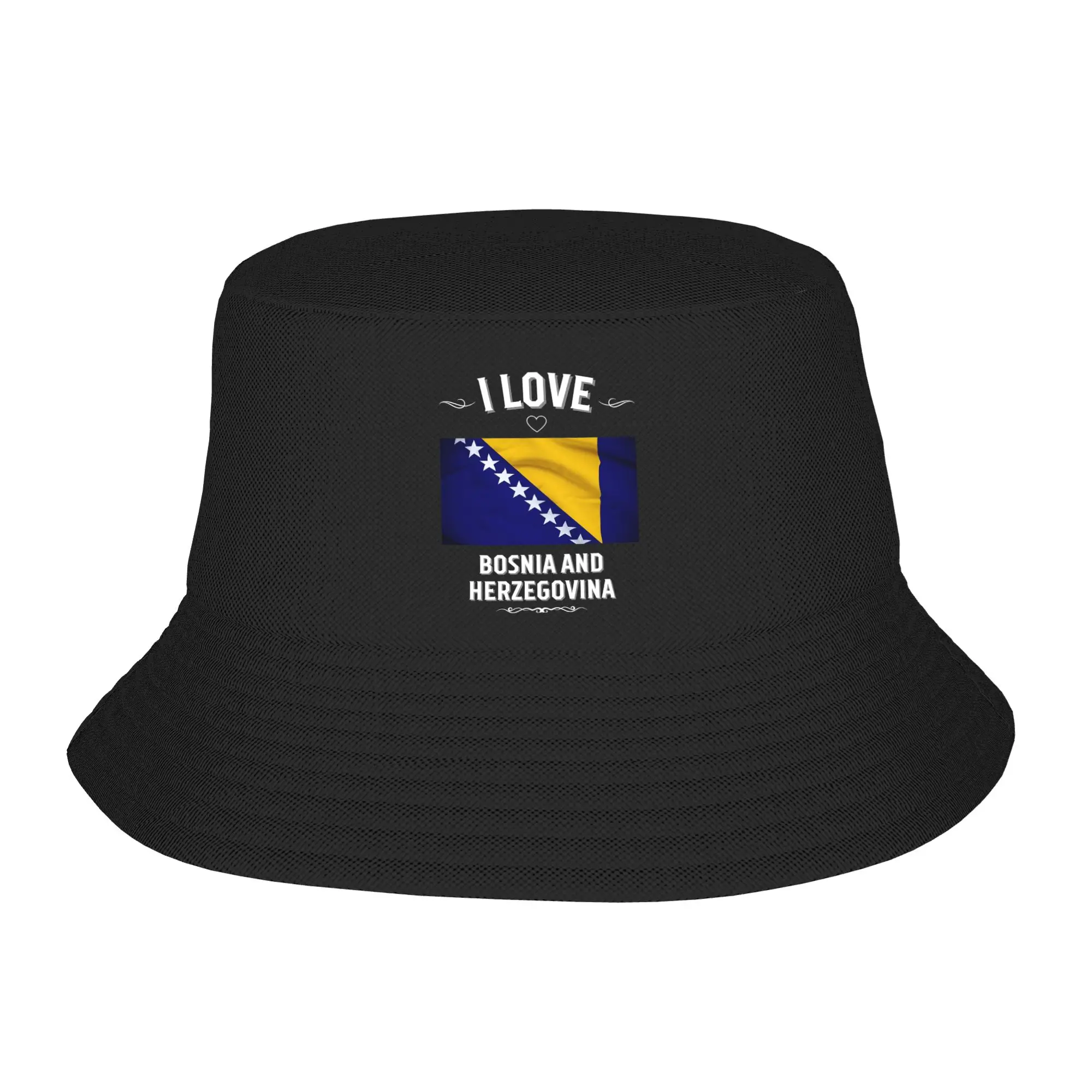 Girl Harajuku Bosnia and Herzegovina Flag Bucket Hats Merch  Bob Hat For Picnic Headwear Lightweight