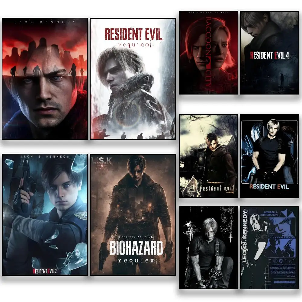 Game L-Leon Kennedy Resident Evil Hero Poster HD Removable Wall Art Gift Bedroom Lounge Dorm Office Gaming Cafe Bars