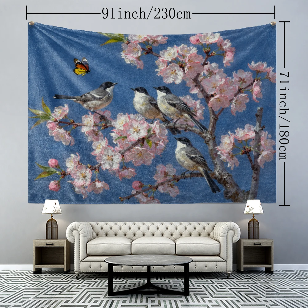 Blue black irregular geometric printed tapestry, simple modern style bedroom study living room wall hanging art wall decoration