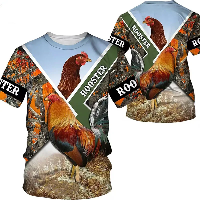 Summer New Rooster 3D Print T-shirt Mężczyźni Kobiety Krótki rękaw O-Neck T Shirts Oversized Harajuku Streetwear Tees Kids Tops Odzież