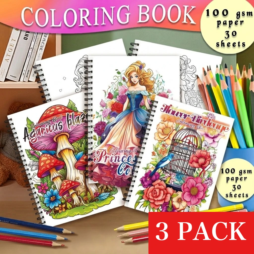Ensemble de 3 livres de coloriage pour adultes - Design unique sur chaque page - Livres d'art de haute qualité, combinant l'art-thérapie et la formation à la pleine conscience