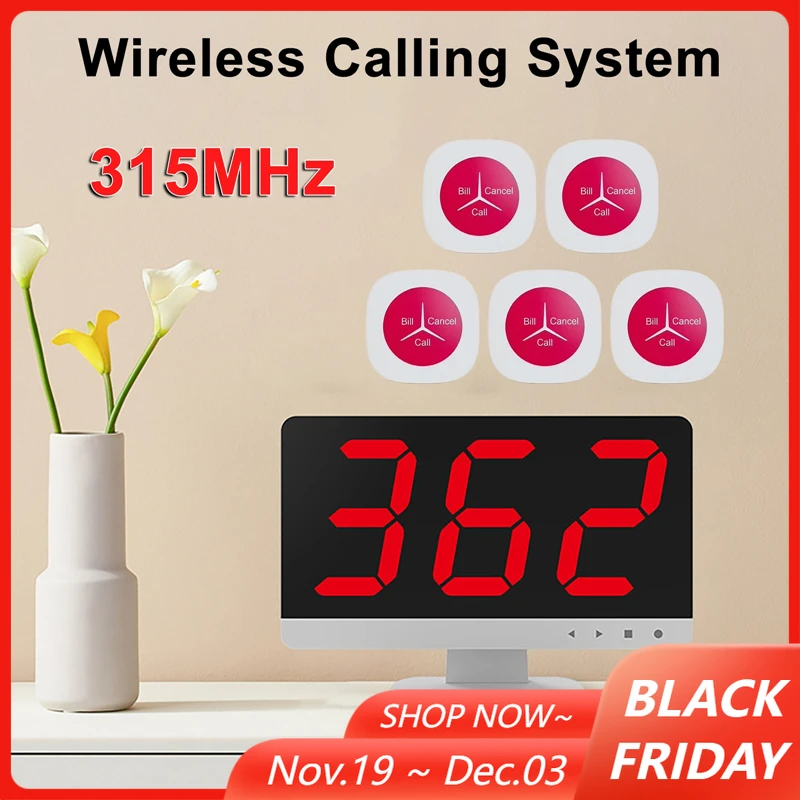 

Пейджер для ресторана, беспроводная система вызова пейджинга, 1 приемник с 5/10 шт. передатчиками для кафе, еды, грузовика, кнопка вызова гостей