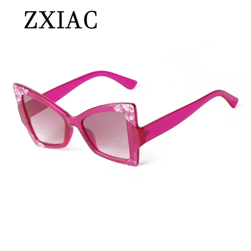 ZXIAC Fashion Retro Cat Eye Women Sunglasses Brand Design Colorful Patterns Trendy Sun Glasses Unique Party High Quality Shades