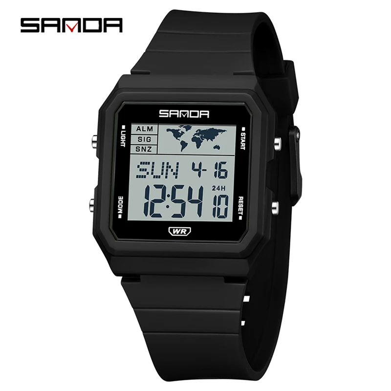 SANDA 2217 Sports Fashion Men Electronic Watches Multifunction Alarm Clock Countdown Luminous Waterproof Men's Digital Wristwatc