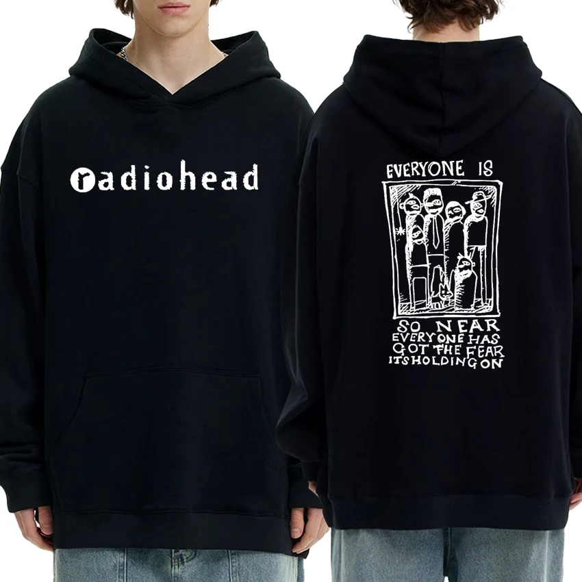

Hot British Rock Band Radiohead Graphic Double Sided Print Fleece Hoodie Unisex Y2k Streetwear Hip Hop Style Men Women Pullover