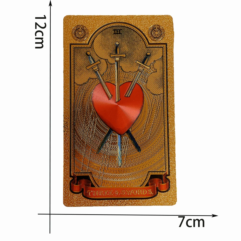 Six-pointed Star Divination Tarot Card Wooden Box Gift Box Pvc Gold Leaf Table Game Prediction Set Luxury Waterproof Belt Manual