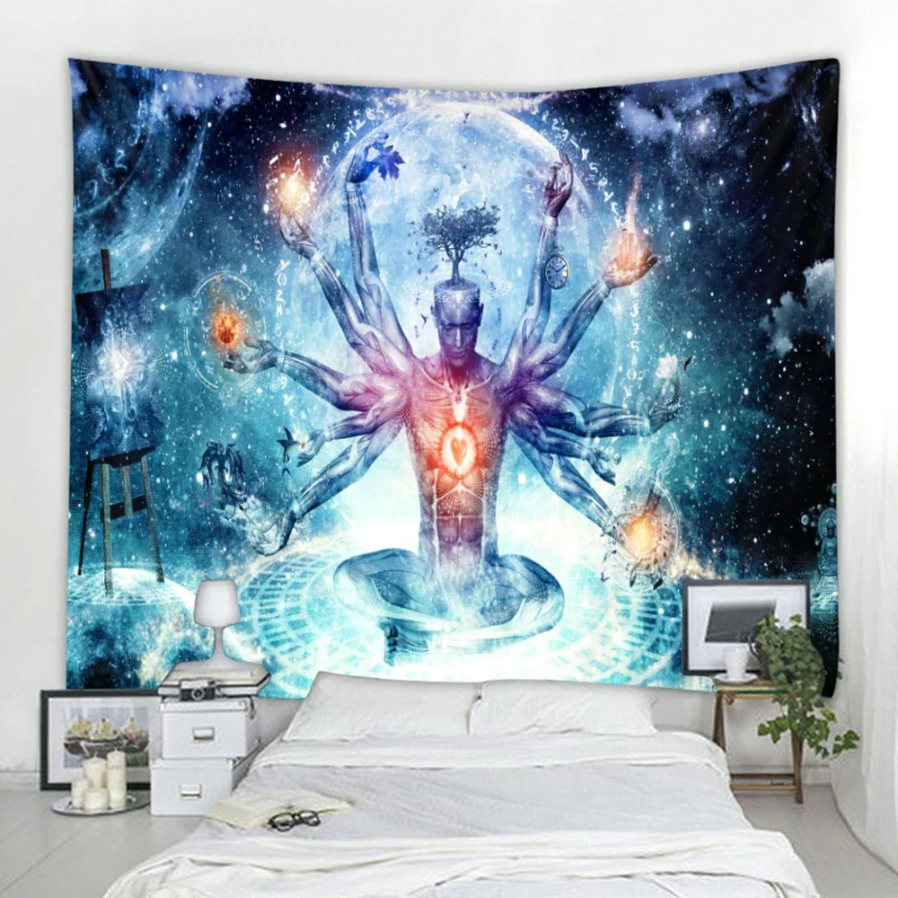 

Buddha Meditation Seven Chakras Home Decor Tapestry Mandala Bohemian Bedroom Decoration Psychedelic Scene Wall Mount Yoga Mat