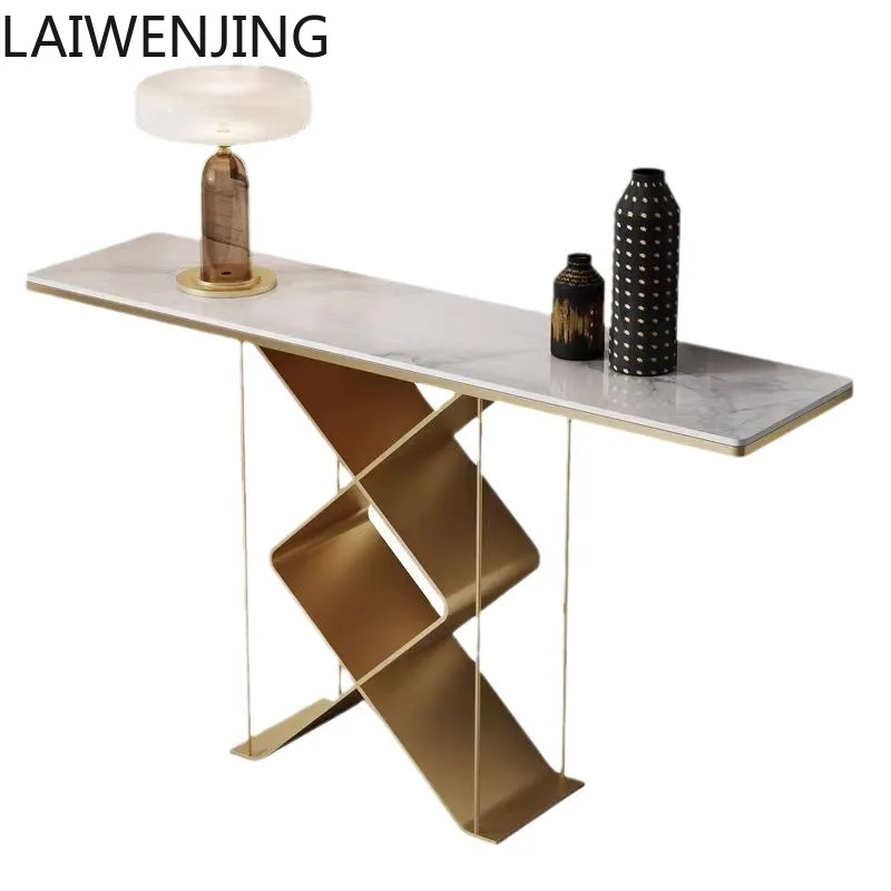 

HLZ light luxury Nordic rock slab enigma modern simple strip case rack against the wall ultra-narrow table