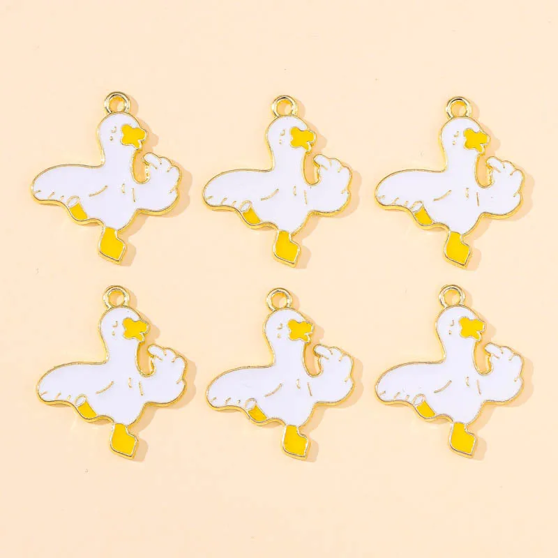 20 pcs/lot Fashion Alloy Enamel Duck Pendant Accessories Charms for Women, Earrings/Necklace Handmade DIY Jewelry