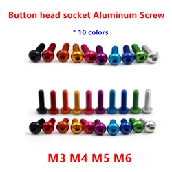 10pcs iso7380 Aluminum button head screw M3 M4 M5 M6*5/6/8/10/12/16/20/25 colourful Aluminum hex Allen socket round head screw