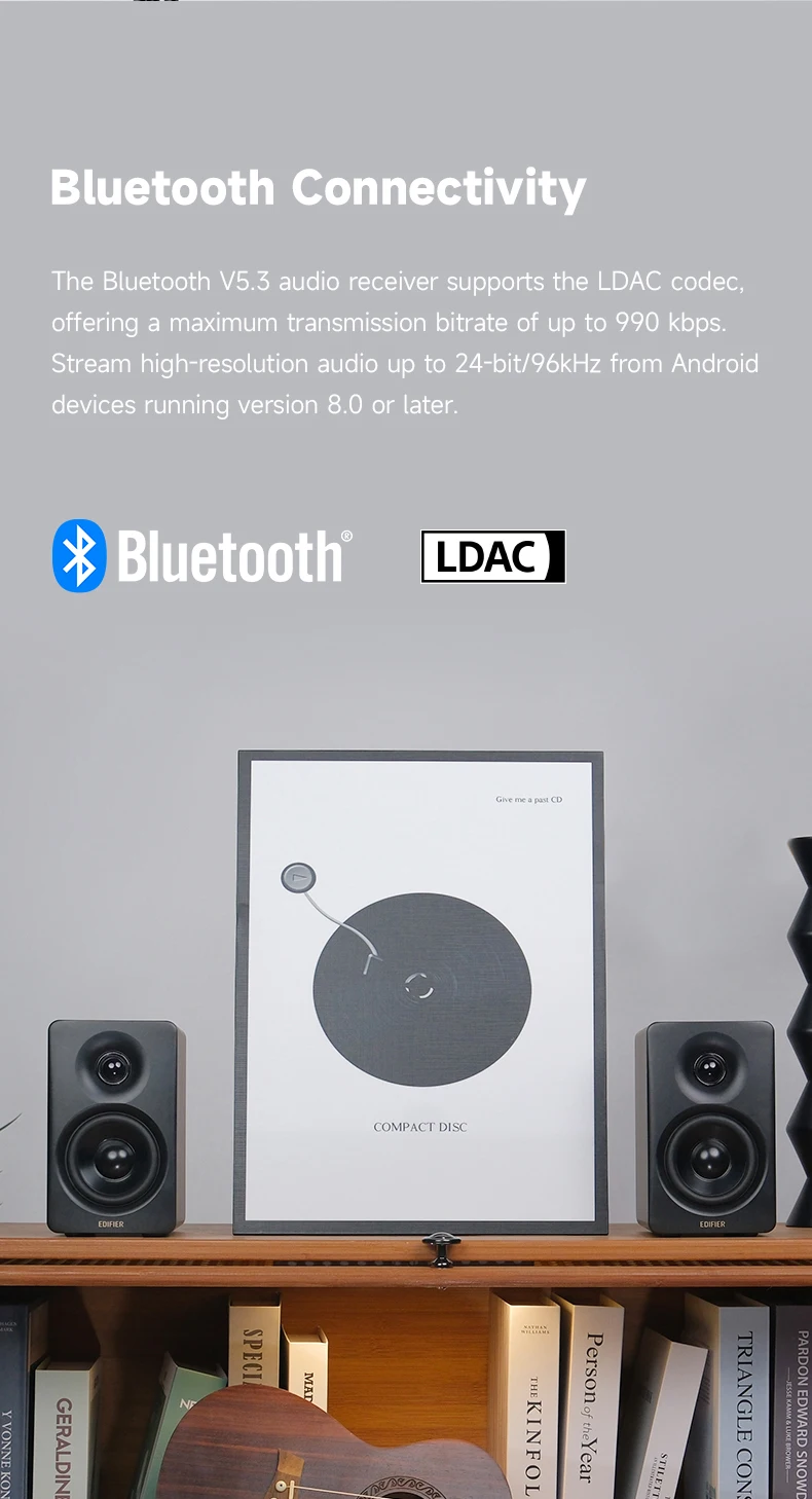 Edifier M60 Kompakter Kabelloser Multimedia-Lautsprecher 66W RMS Bluetooth 5.3 Hi-Res Wireless LDAC USB-C AUX Desktop-Monitorlautsprecher – Detail 7