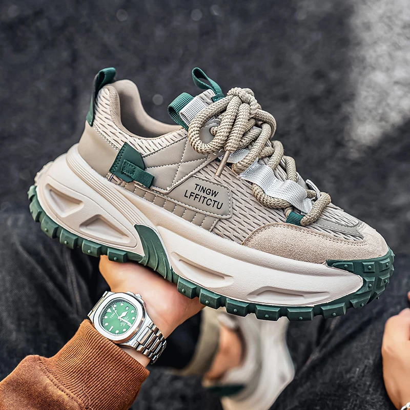 

Осень 2024, новая тенденция, модная универсальная повседневная спортивная дышащая мужская обувь с низким берцем на толстой подошве, тренд