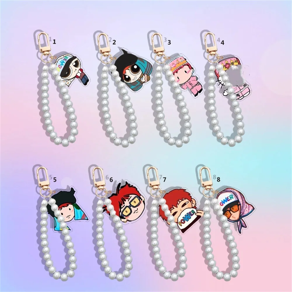 KPOP BIGBANG G-DRAGON 2Pcs/Set Keychain Pearl Chain POWER Car Door Keyring Pendant Acrylic Backpack Accessories GD Fans Gift