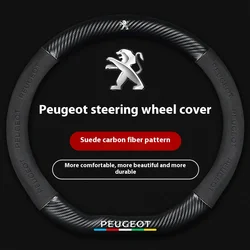 For Peugeot 108 206 207 208 301 307 308 406 407 408 508 607 2008 3008 4008 5008 GT Car Suede Carbon Fiber Steering Wheel Cover