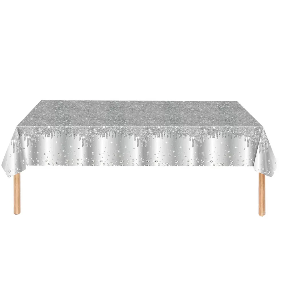 Silber-Glitzer Einweg-Geschirrset Luxuriöse Diamant-Pappteller Becher Servietten Tischdecke Hochzeit Brautparty Partyzubehör – Detail 11