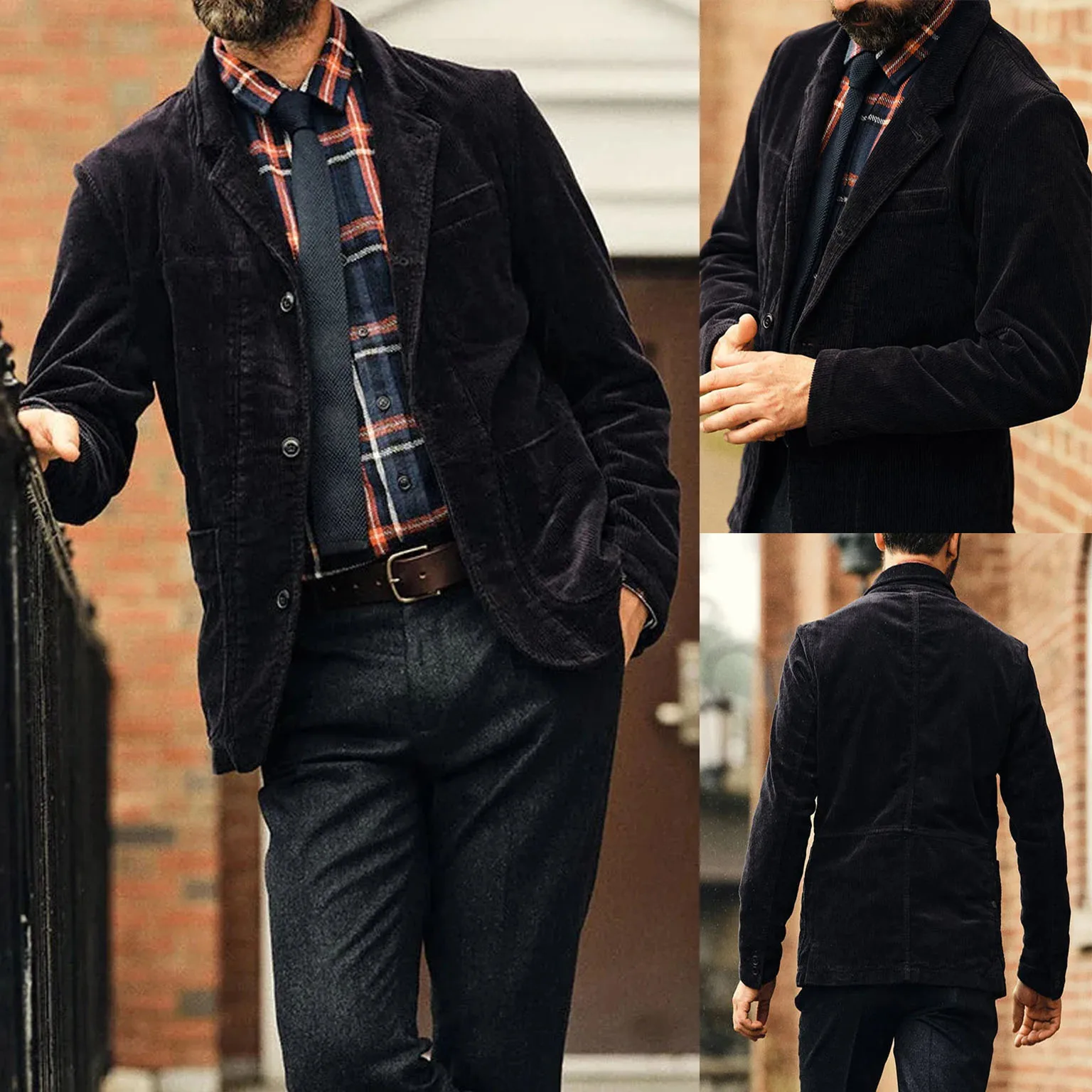 

Men's Corduroy Warm Suit Jacket Cardigan Spring Autumn Solid Color Business Casual Corduroy Blazer Jacket Men's Suit Coat