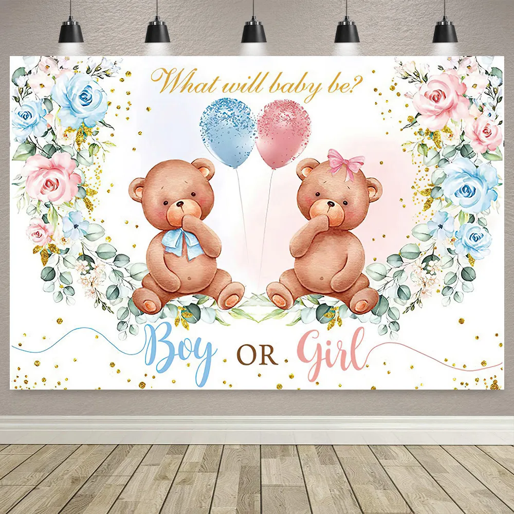 

Boy Or Girl Gender Reveal Decorations Blue Or Pink Polka Dot Balloons Party Backdrop Gender Reveal Background Banner Supplies