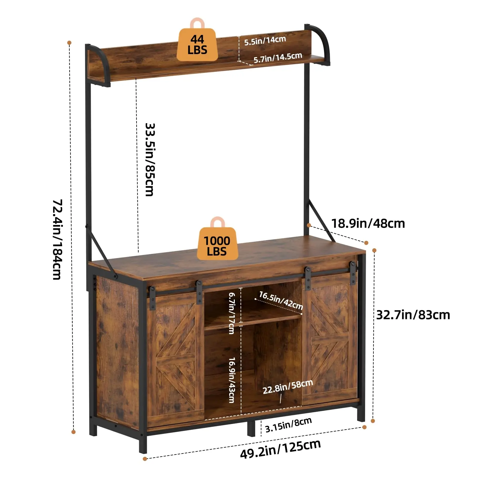 55-75 Gallon Fish Tank Stand with Power Outlets, Heavy Duty Aquarium Stand