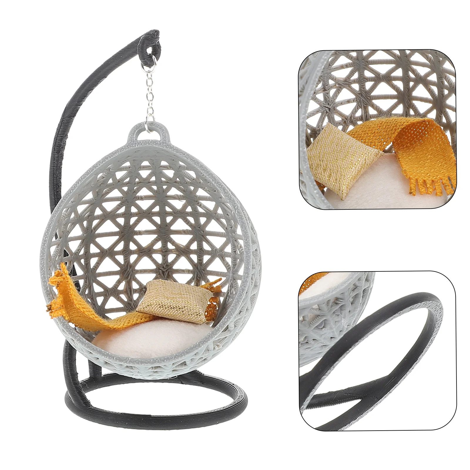 Miniature Hammock Hanging Basket Tiny Swing Chair Model Furniture House Layout Prop Toy