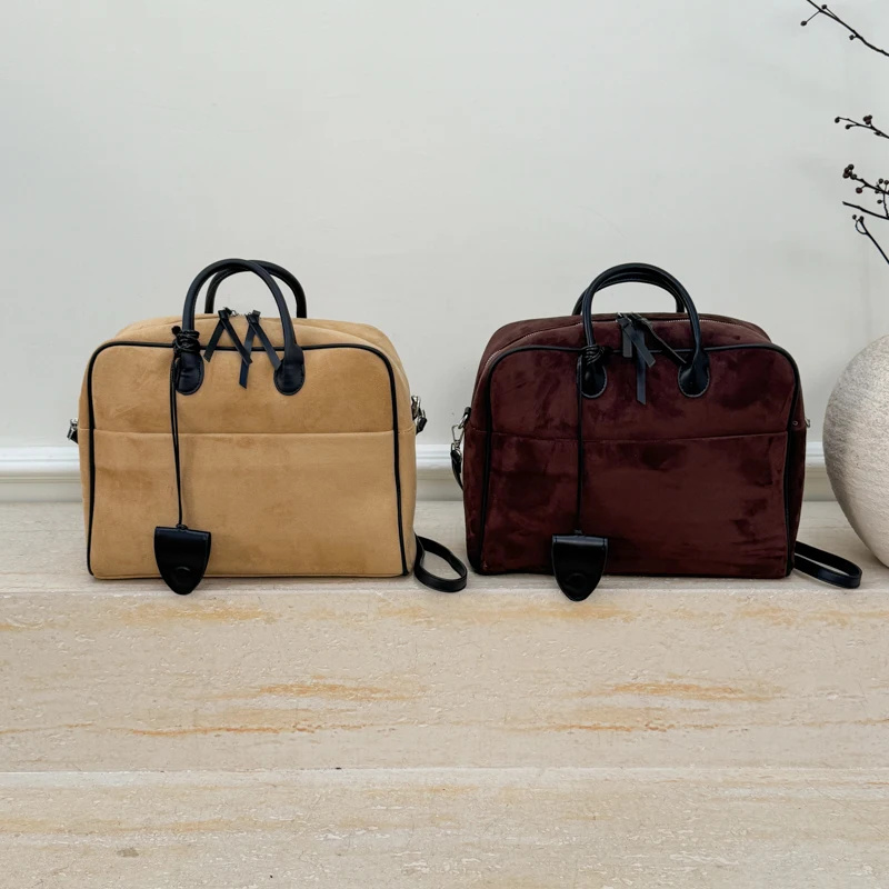 فو الجلد المدبوغ رمادي داكن ريترو حمل الحقائب للنساء بلون سعة كبيرة التنقل تنوعا حقيبة كتف عادية حقيبة يد كلاسيكية #5