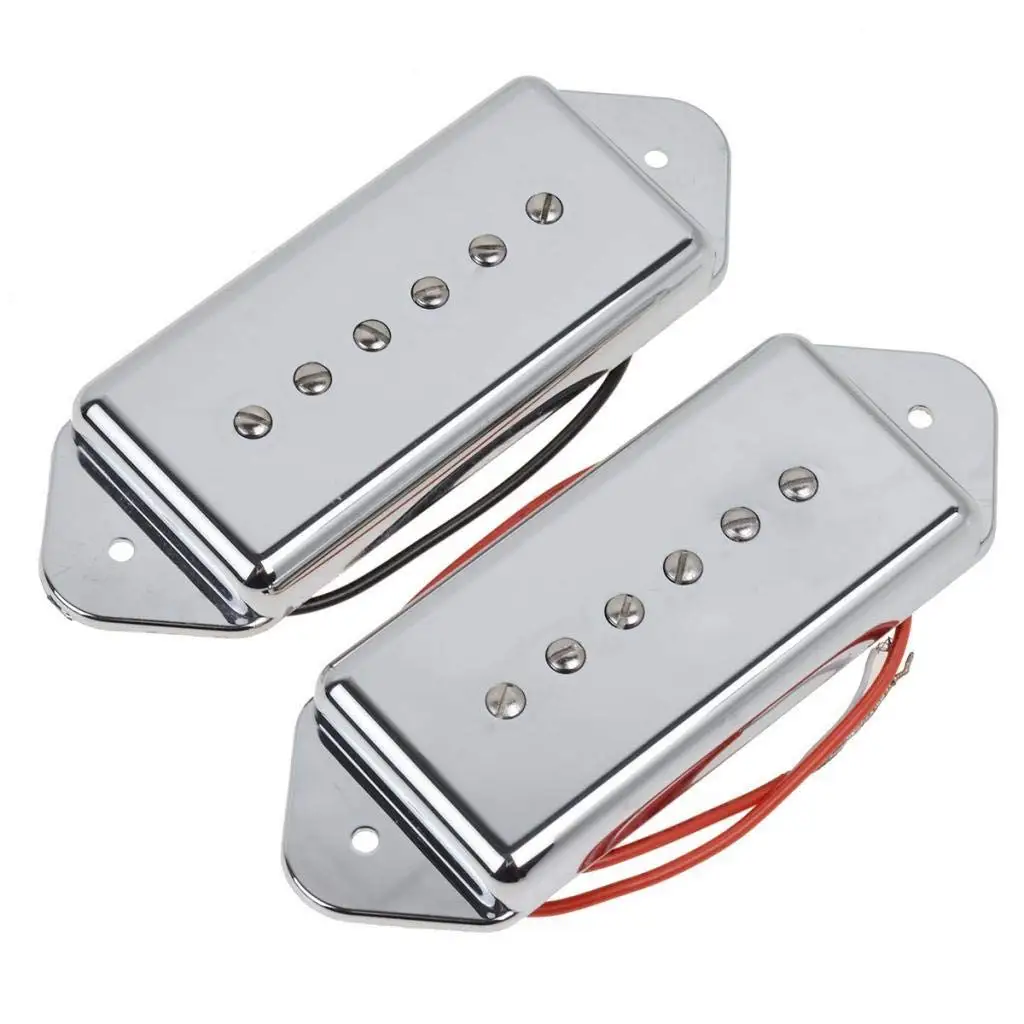 2Pcs Electric Guitar Pickups P90 Dog Ear Style Single Coil Pickups (Neck & Bridge) for EPI LP Electric Guitar Silver/Yellow/BK