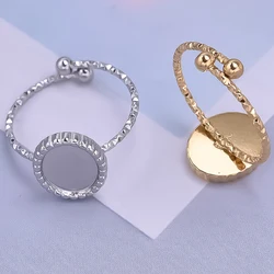 Simple Oval Blank Base Settings DIY Stone Crystal Enamel Open Adjustable Stainless Steel Rings For Women Men Accessories Jewelry