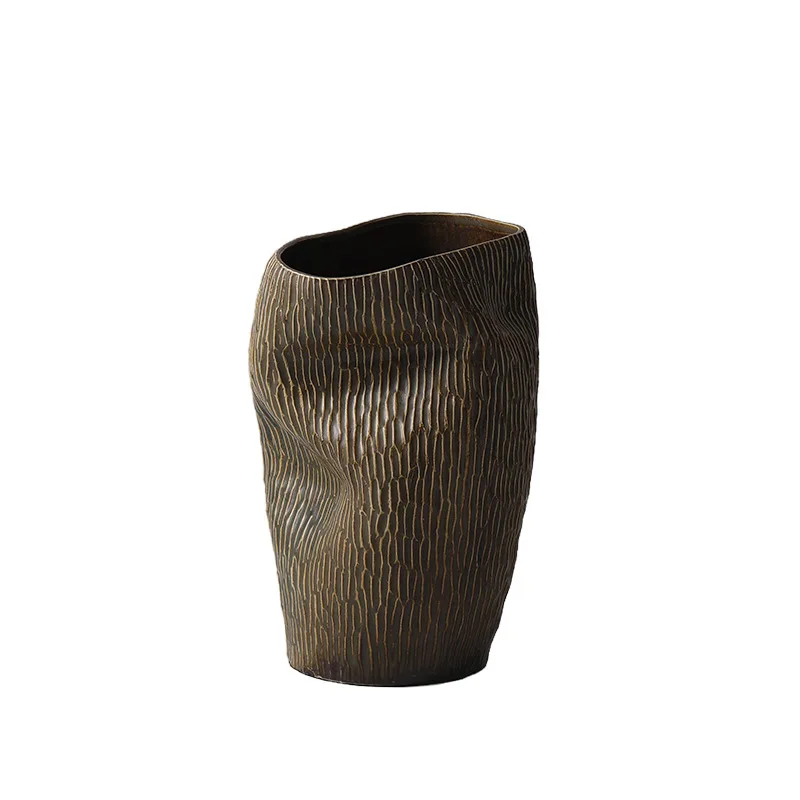 Wabi Sand antique threaded ceramic vase Japanese-style model room B & B large flower arrangement entrance decoration